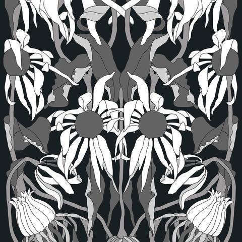 Withered Flowers Black Wallpaper-NLXL-Contract Furniture Store