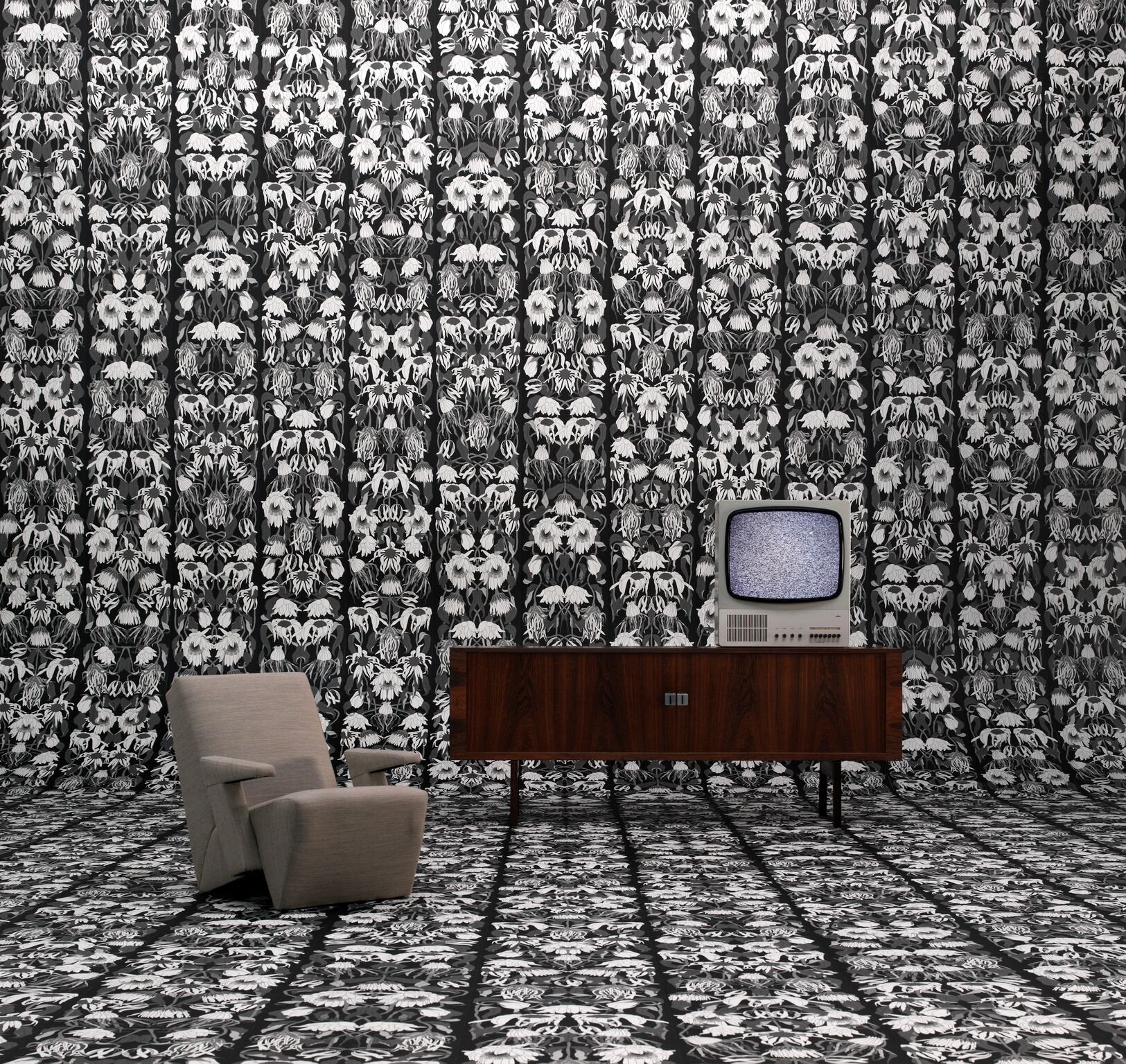 Withered Flowers Black Wallpaper